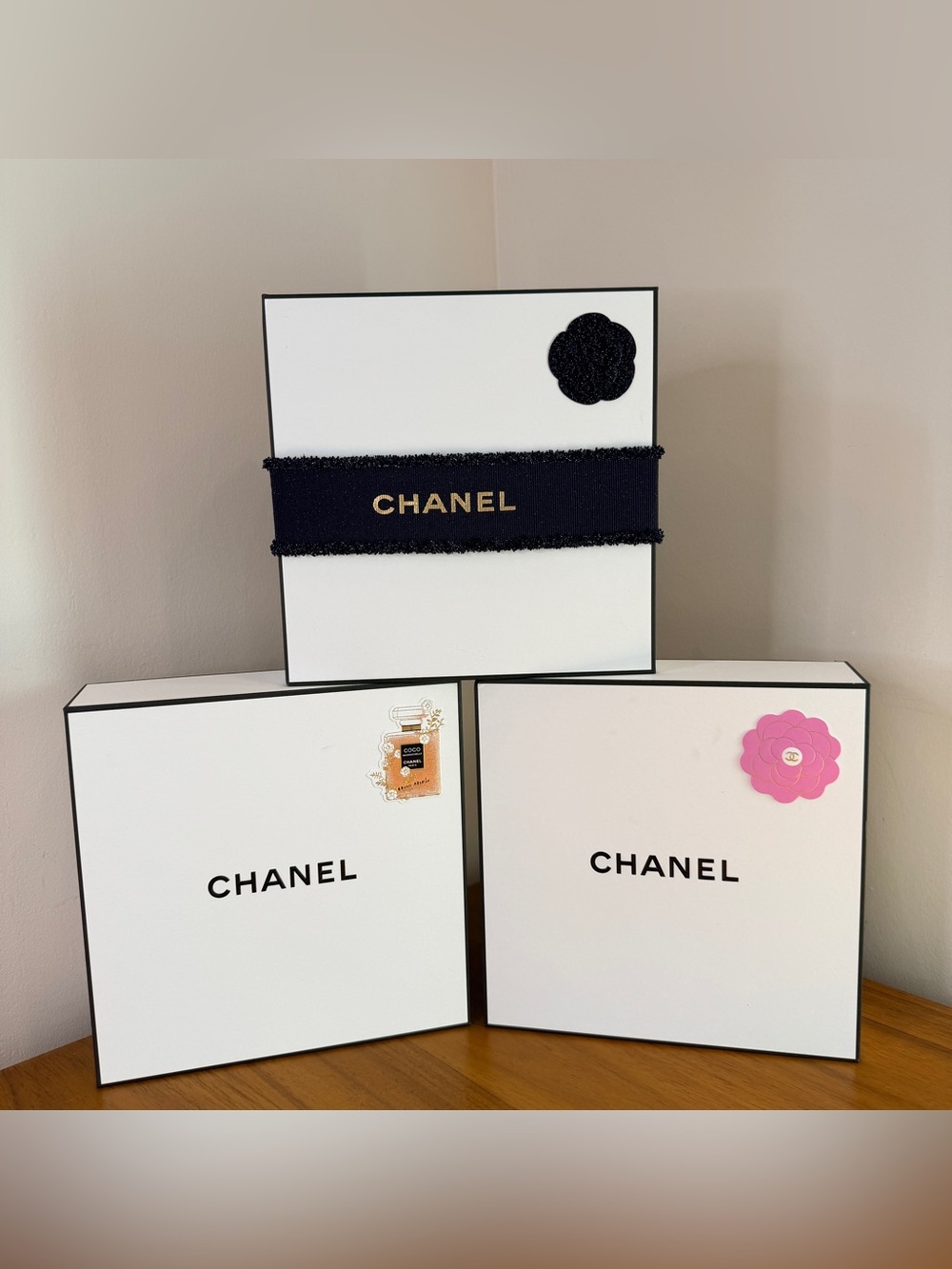 CHANEL Set of 3 Decor Gift Boxes for Display and Gifting Authentic